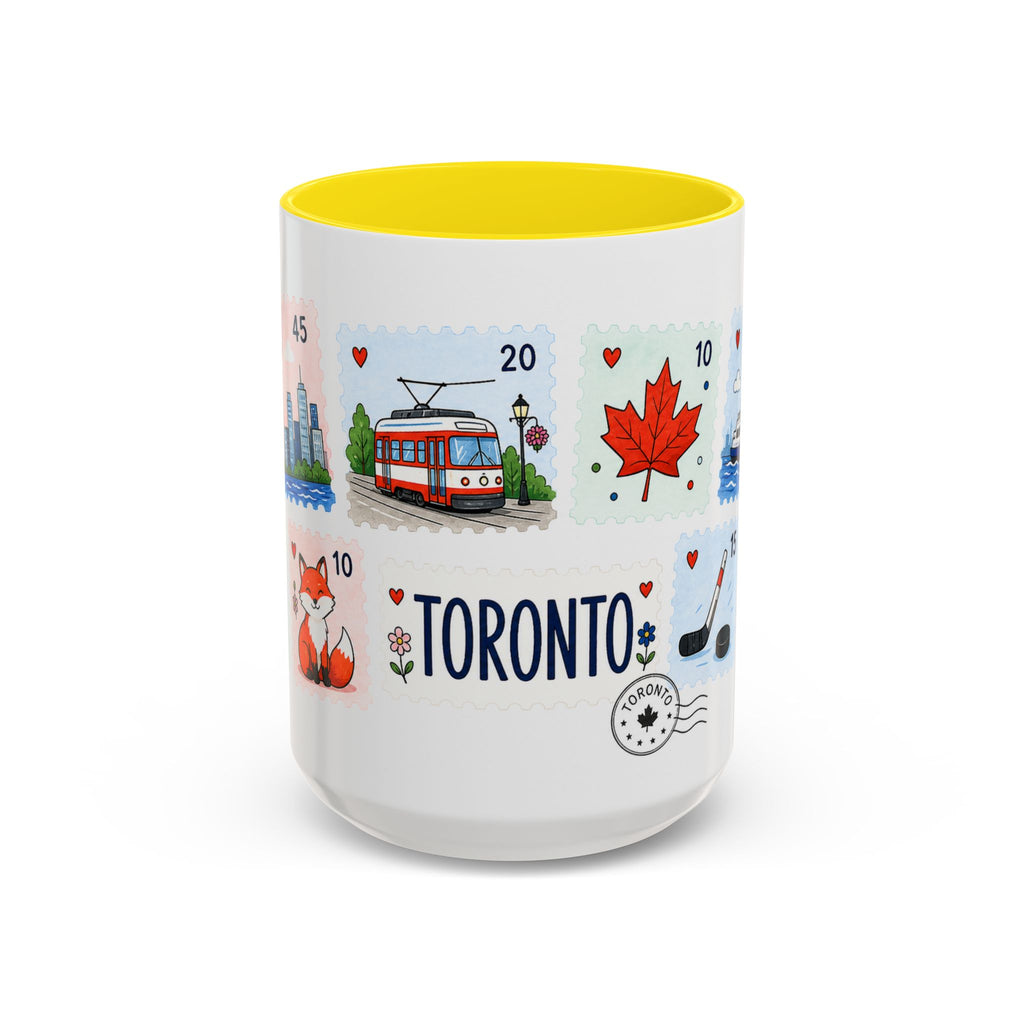 Toronto Coffee Mug | Postage Stamp Collage Mug | Travel Souvenir Accent Cup 11oz 15oz