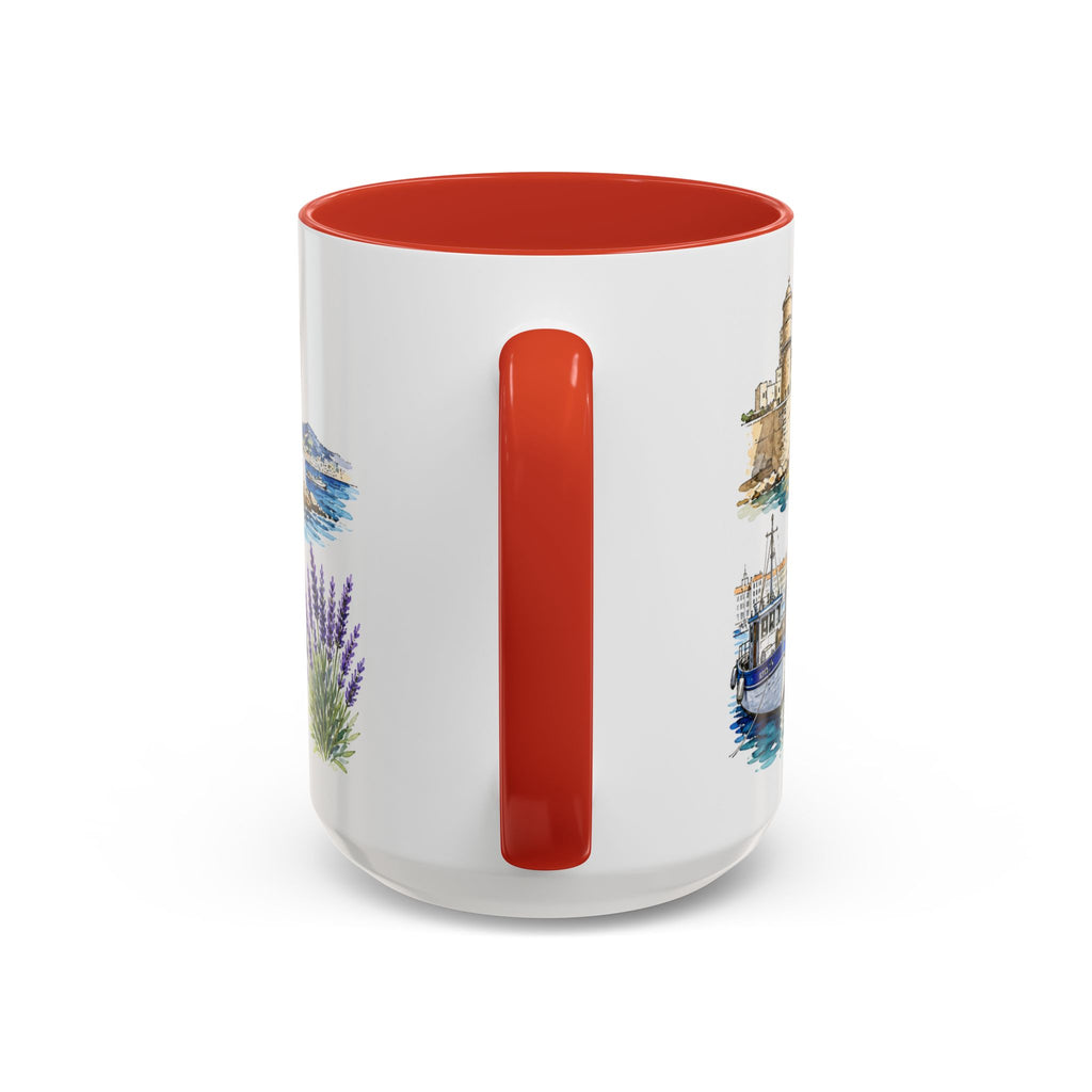 Marseille Illustrated Travel Mug | City Souvenir Accent Coffee Mug | 11oz 15oz Ceramic Cup