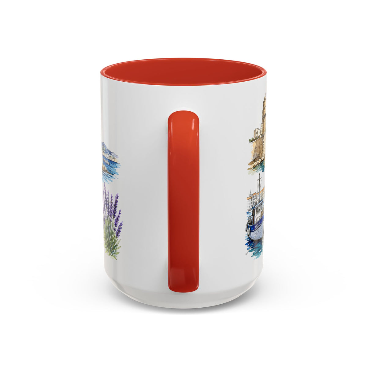 Marseille Illustrated Travel Mug | City Souvenir Accent Coffee Mug | 11oz 15oz Ceramic Cup