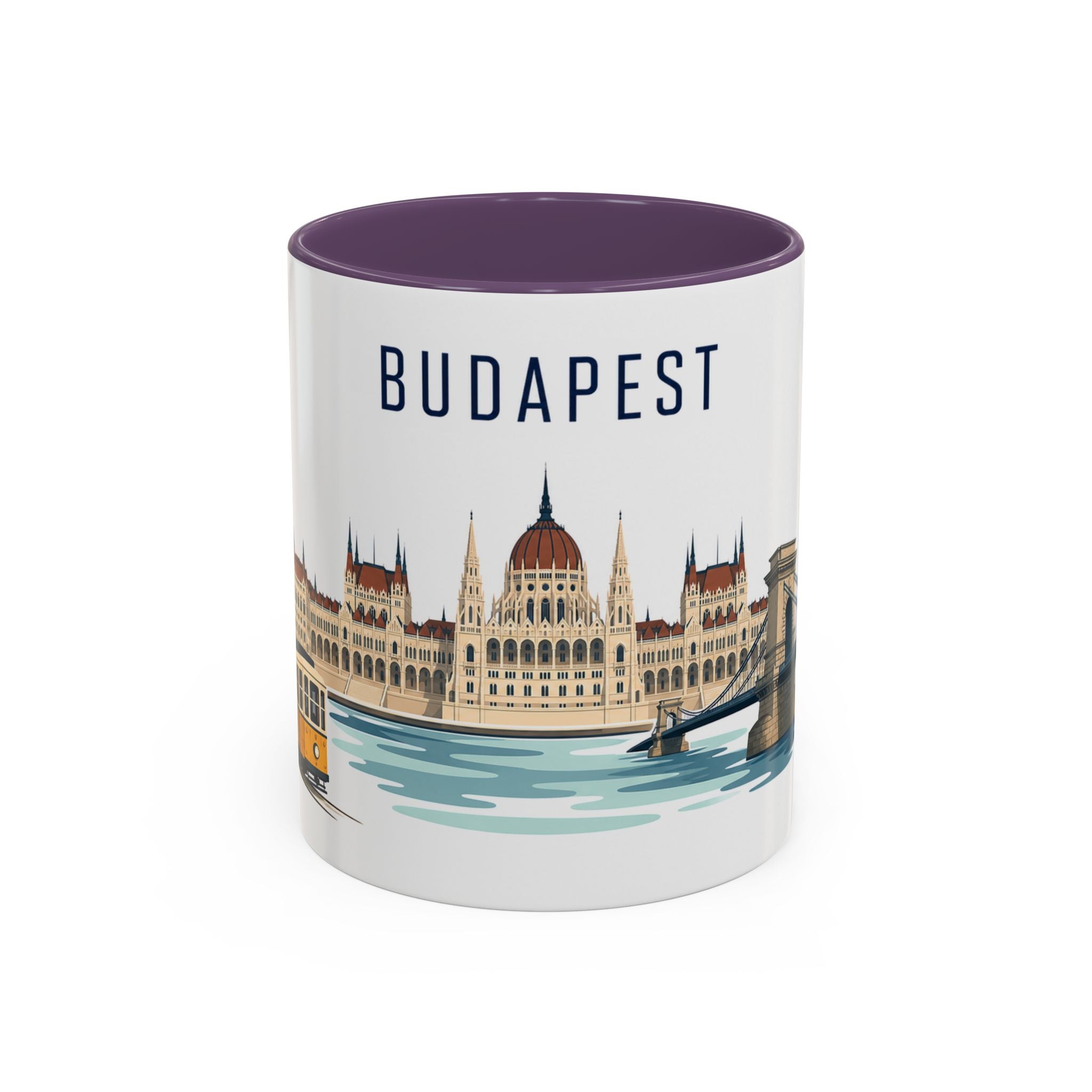 Budapest Coffee Mug | Hungary Travel Souvenir | Porcelain Decal City Gift | 11oz 15oz Accent Mug