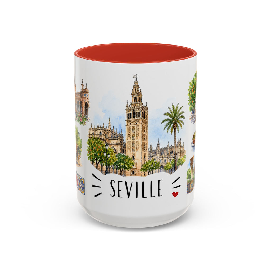 Seville Illustrated Travel Mug | City Souvenir Accent Coffee Mug | 11oz 15oz Ceramic Cup