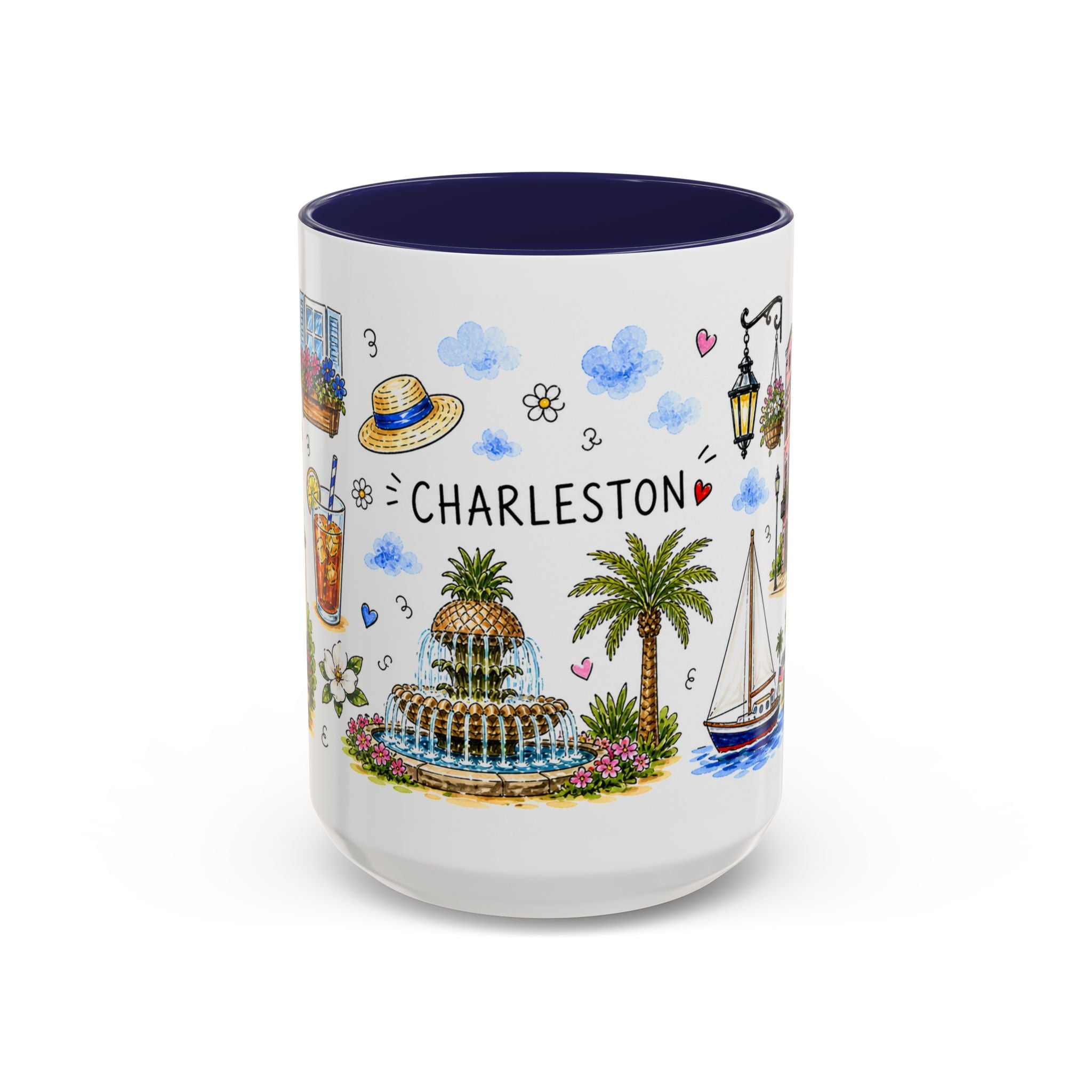 Charleston Illustrated Travel Mug | City Souvenir Accent Coffee Mug | 11oz 15oz Ceramic Cup