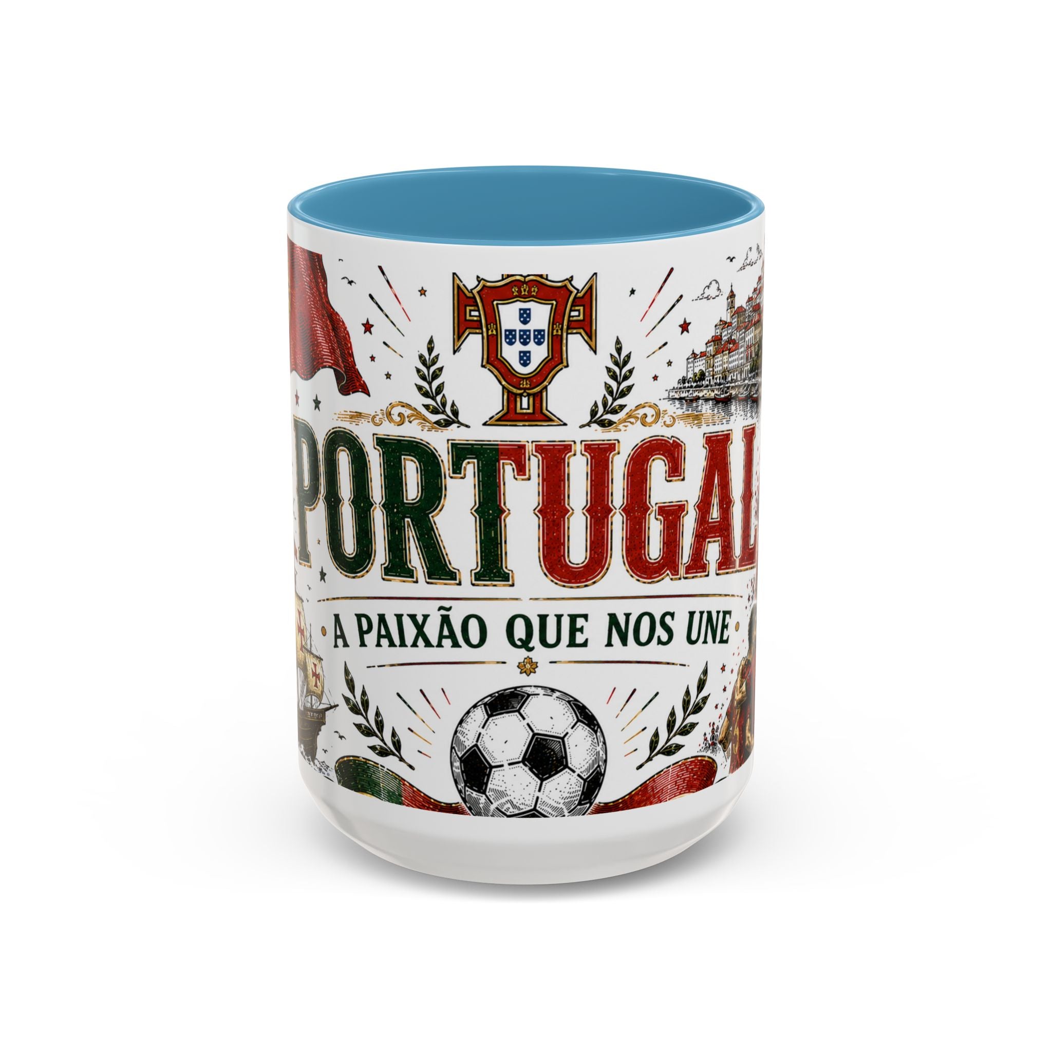 Portugal Soccer Coffee Mug | World Cup Fan Gift | Accent Color Ceramic 11oz 15oz Match Day Cup