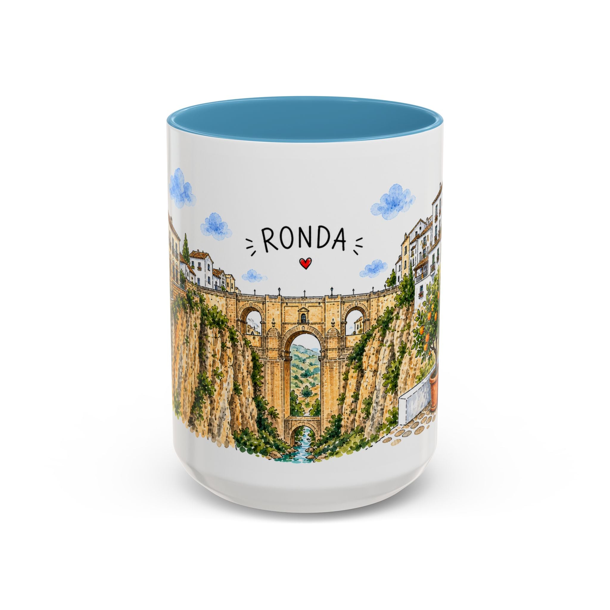 Ronda Illustrated Travel Mug | Spain Souvenir Accent Coffee Mug | 11oz 15oz Ceramic Cup