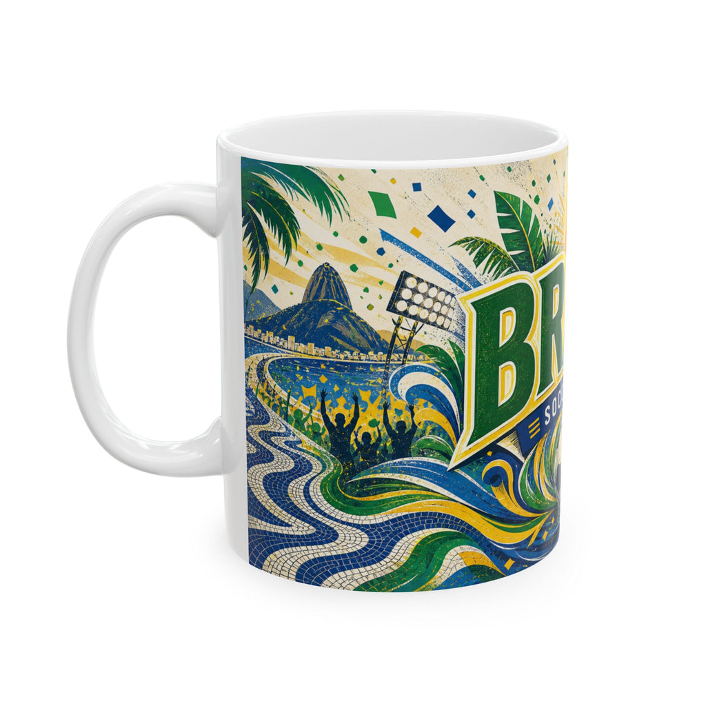 Brazil Soccer Spirit Coffee Mug | Soccer Fan Gift | Ceramic 11oz 15oz Match Day Cup
