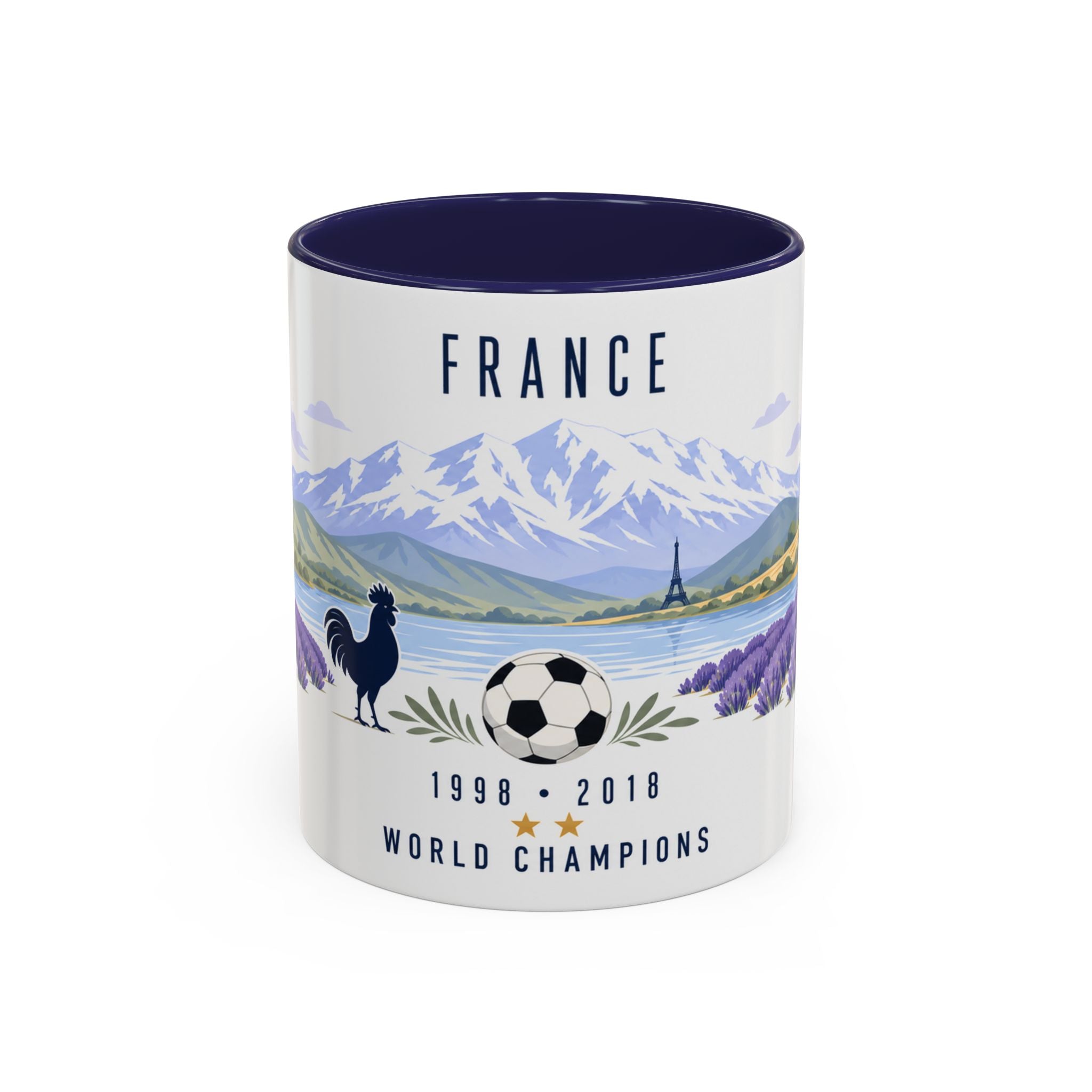 France World Champions Mug | Two Time Soccer Champion Gift | French Football Fan Cup | 1998 2018 | 11oz 15oz Accent Mug