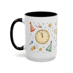 New Year Mug | Midnight Clock Toast Watercolor Celebration Gift | Accent Cup 11oz 15oz