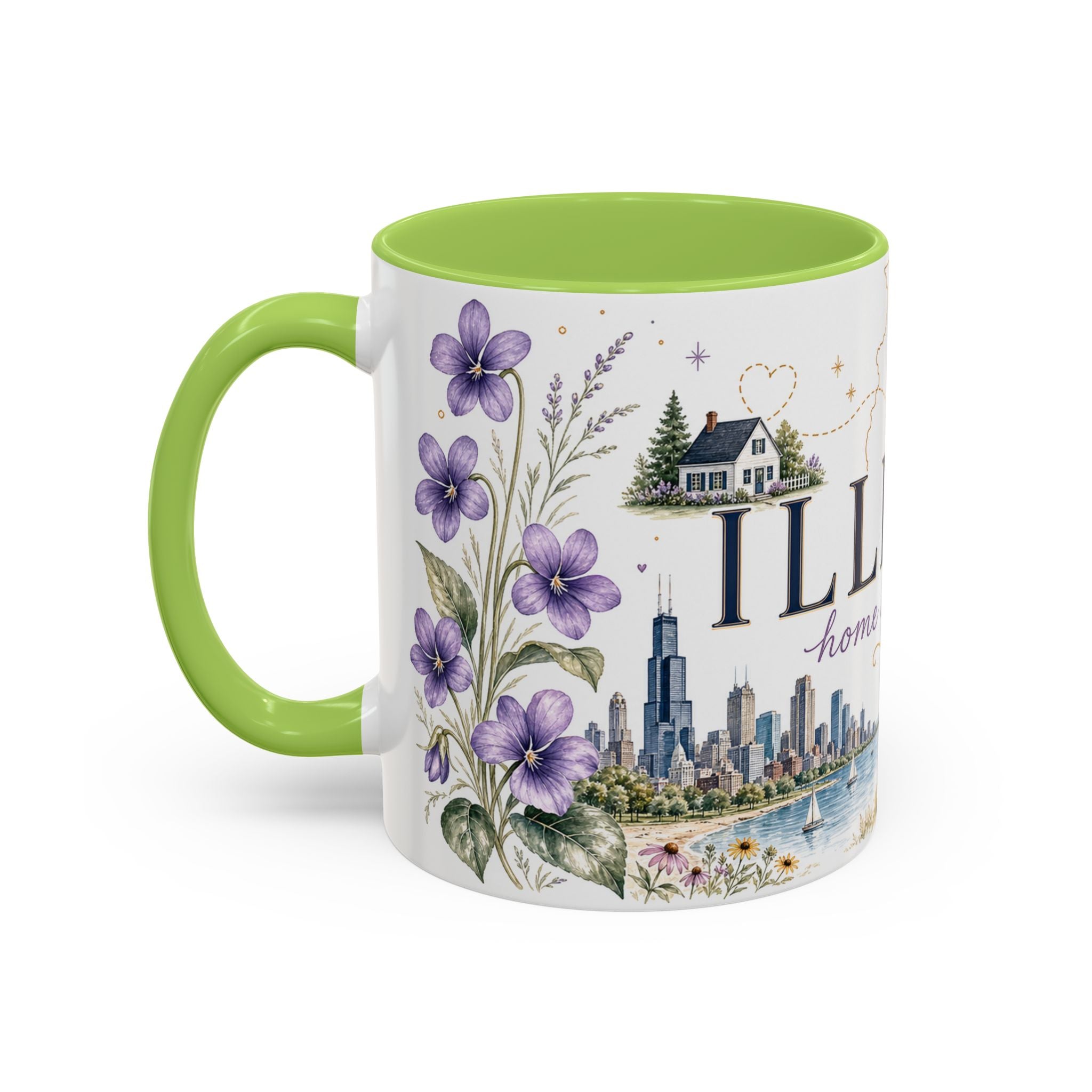 Illinois State Map Mug | Botanical Travel Sketch, Moving Away Gift (11oz 15oz)