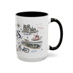 Paris Coffee Mug | France Souvenir Travel Gift | Accent Color Ceramic 11oz 15oz