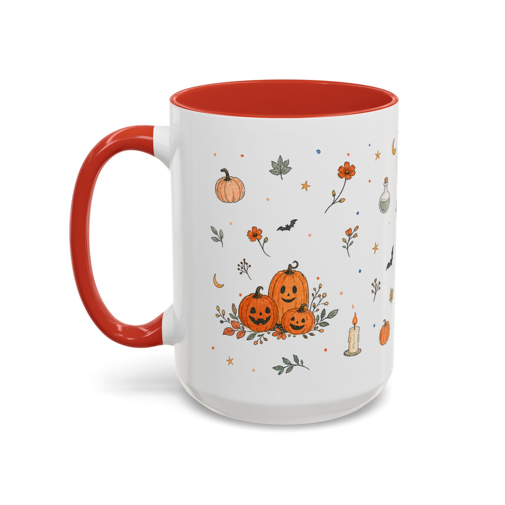 Friendly Ghost Halloween Mug | Pumpkin Flower Watercolor Gift | Accent Cup 11oz 15oz
