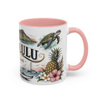 Honolulu Coffee Mug | United States Travel Souvenir | Vintage Illustrated City Gift | 11 oz 15 oz Accent Mug
