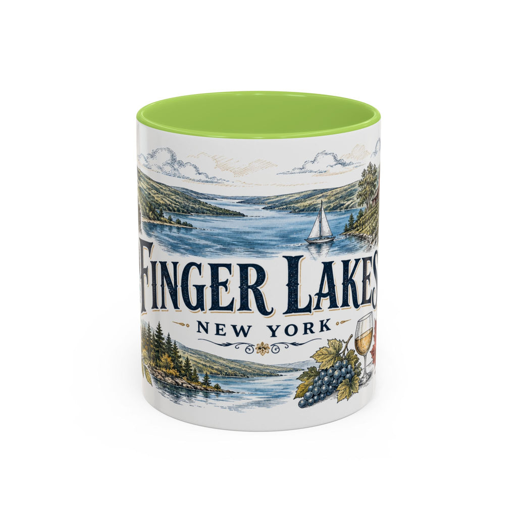Finger Lakes Mug, New York Travel Souvenir, Bucket List Gift, Accent Ceramic Coffee Mug 11oz 15oz