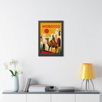 Morocco Camel Morocco Framed Poster | Vintage Travel Wall Art | Black Walnut White Frame | 16x24 20x30