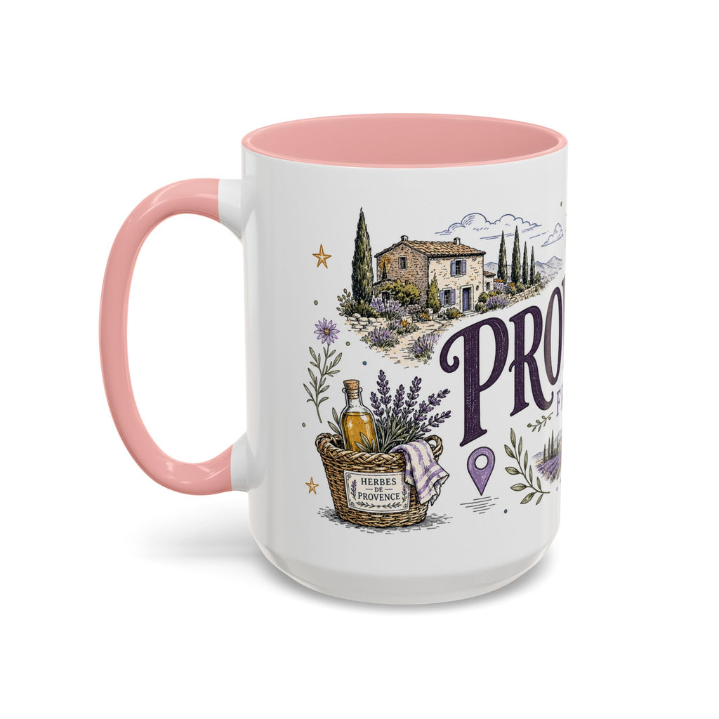 Provence Coffee Mug | Travel Destination Souvenir Gift | Accent Color Ceramic 11oz 15oz