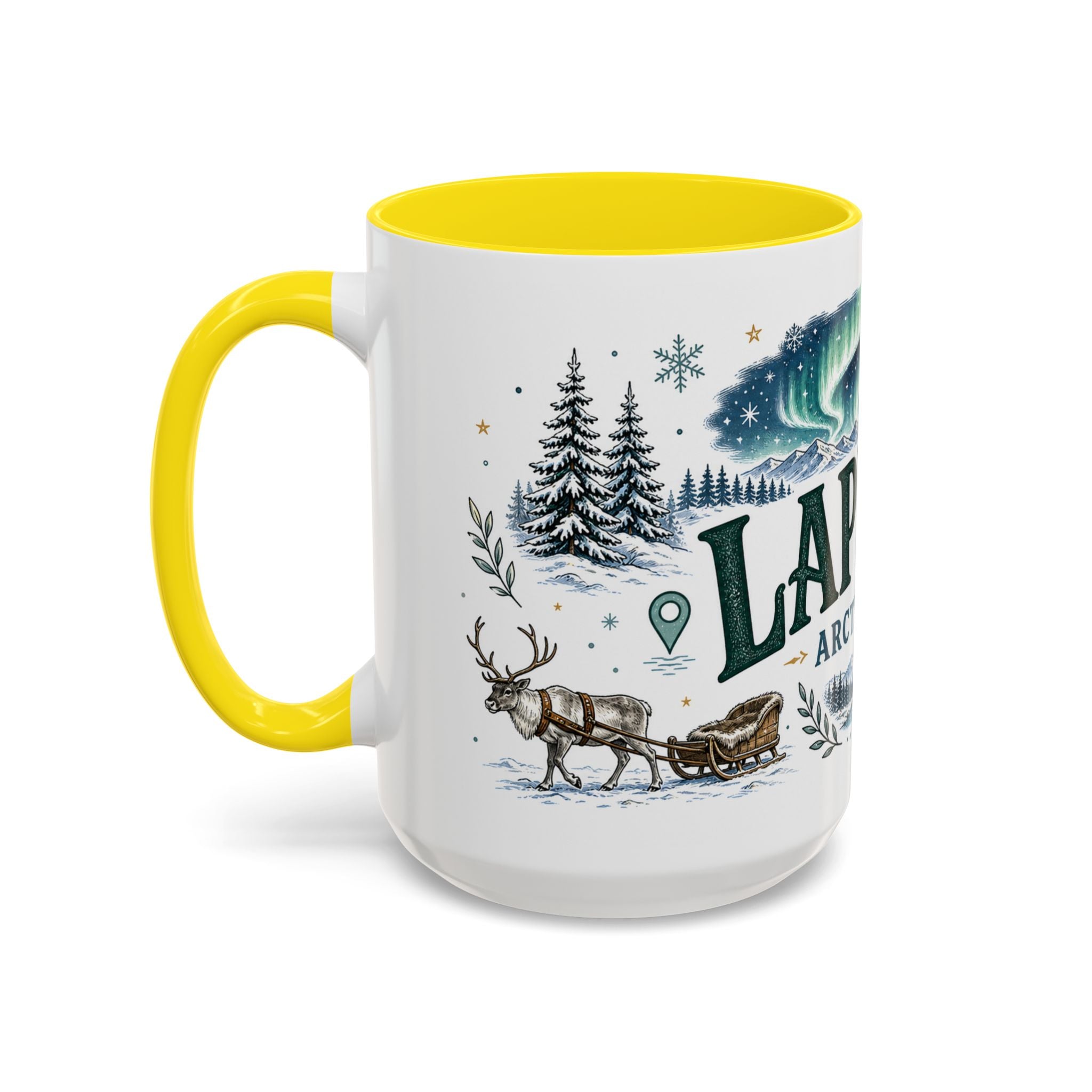 Lapland Coffee Mug | Travel Destination Souvenir Gift | Accent Color Ceramic 11oz 15oz