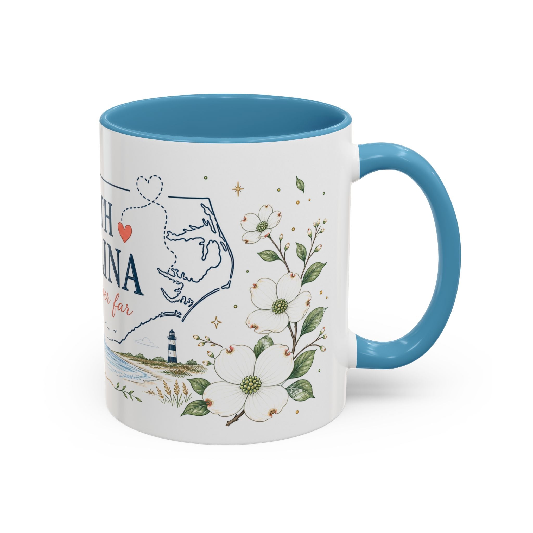North Carolina State Map Mug | Moving Away, Homesick Gift | Botanical Accent Coffee Cup