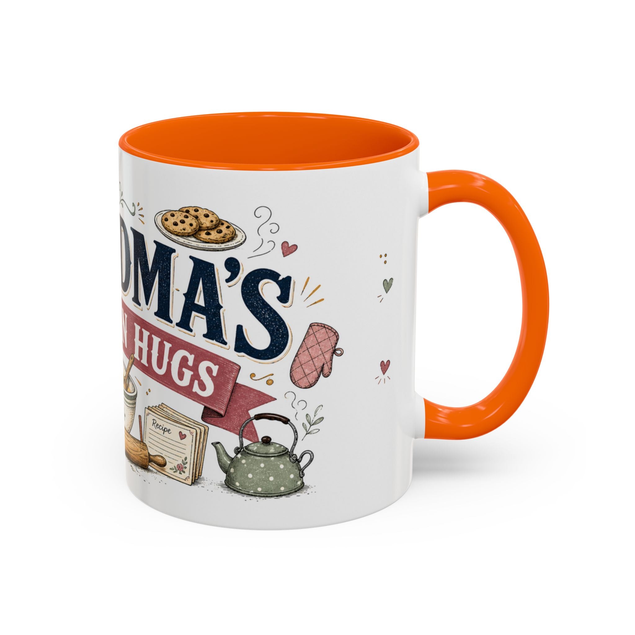 Grandma's Kitchen Hugs Coffee Mug | Gift From Grandkids | Accent Color Ceramic 11oz 15oz