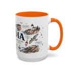 Acadia Coffee Mug | National Park Hiking Coastal Gift | Accent Color Ceramic 11oz 15oz