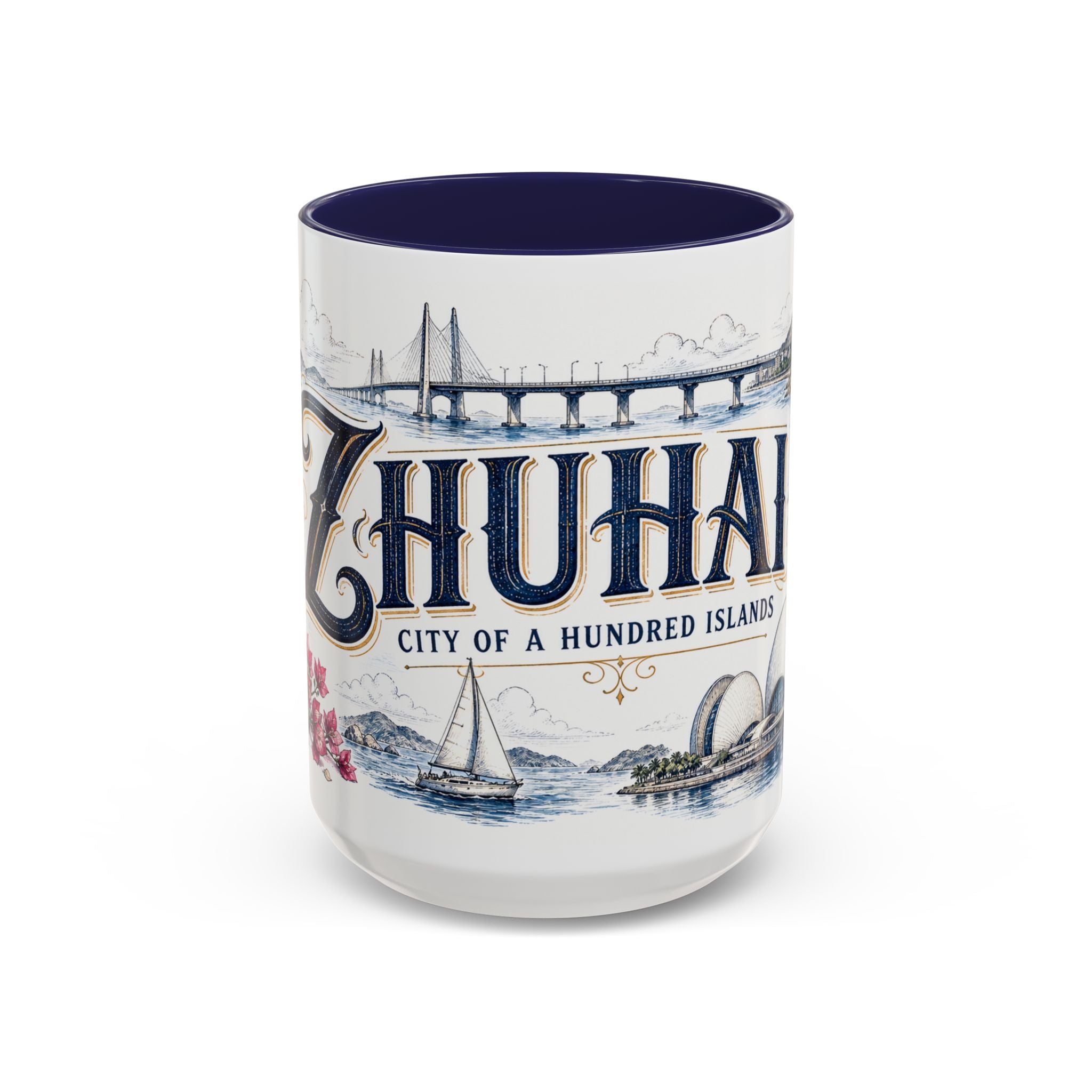 Zhuhai Coffee Mug | China Travel Souvenir | Vintage Illustrated City Gift | 11 oz 15 oz Accent Mug