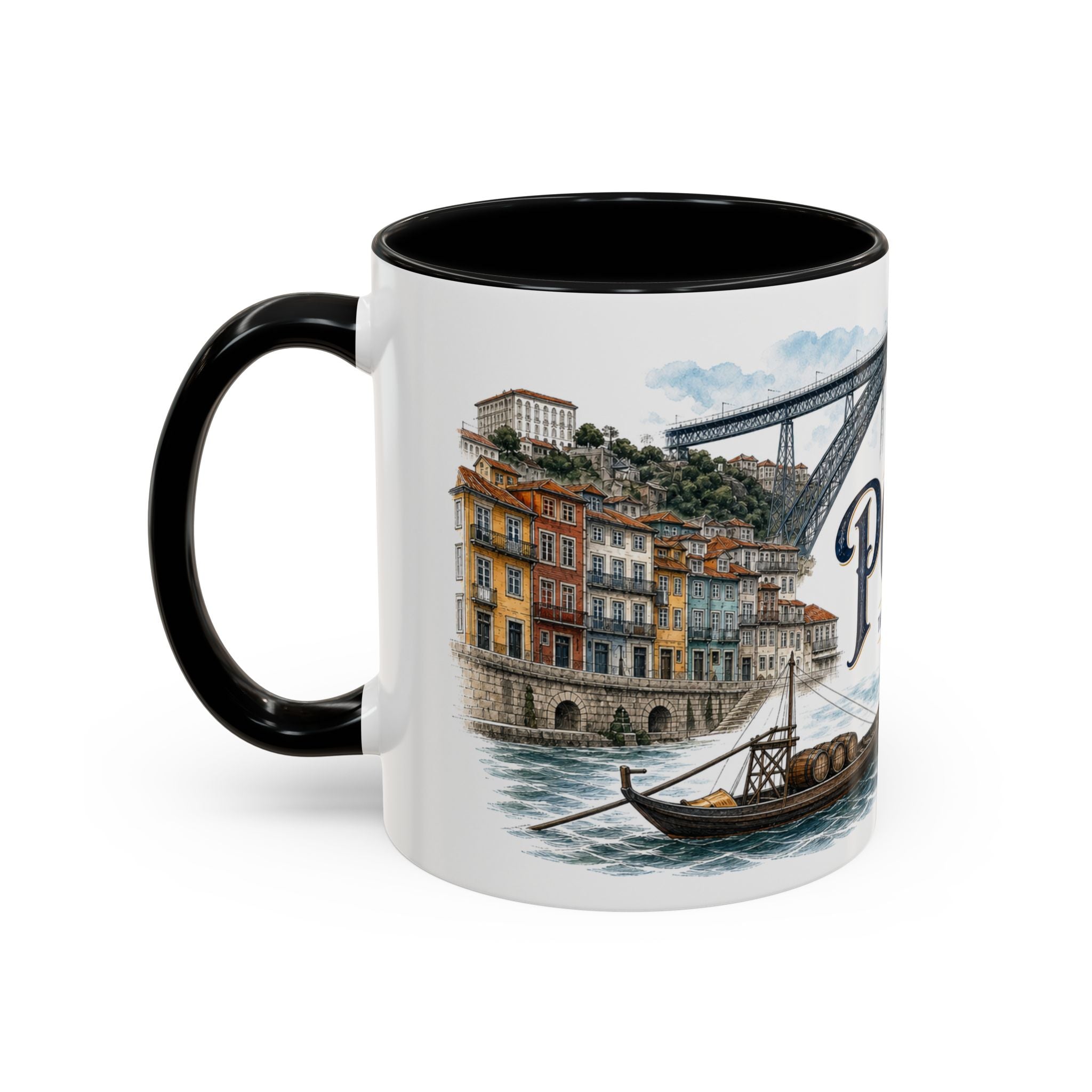 Porto Coffee Mug | Portugal Travel Souvenir | Vintage Illustrated City Gift | 11 oz 15 oz Accent Mug