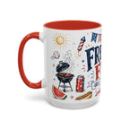 Freedom Fest Coffee Mug | Grill Chill Fireworks 4th of July | Accent Color Ceramic 11oz 15oz