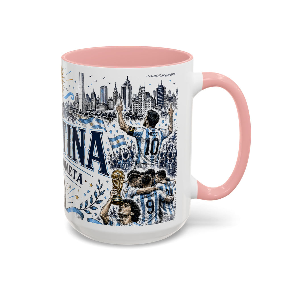 Argentina Soccer Coffee Mug | Soccer Fan Gift | Accent Color Ceramic 11oz 15oz Match Day Cup