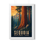 Sequoia National Park Framed Poster | Vintage Travel Wall Art | Black Walnut White Frame | 16x24 20x30