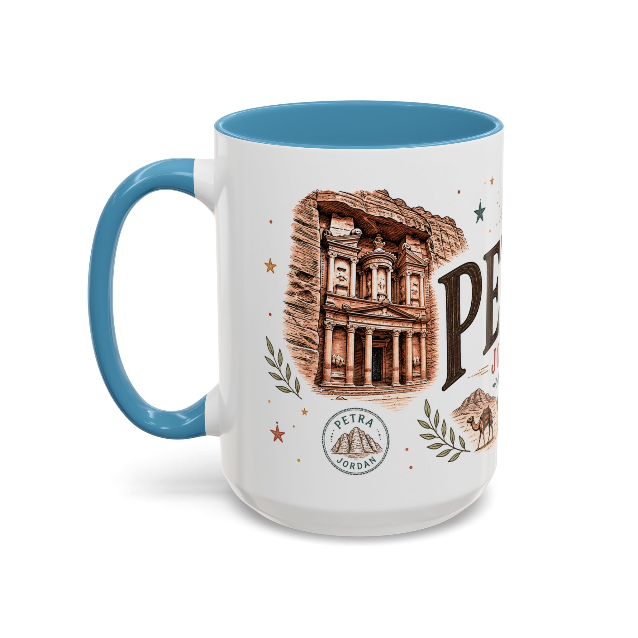 Petra Coffee Mug | Travel Destination Souvenir Gift | Accent Color Ceramic 11oz 15oz