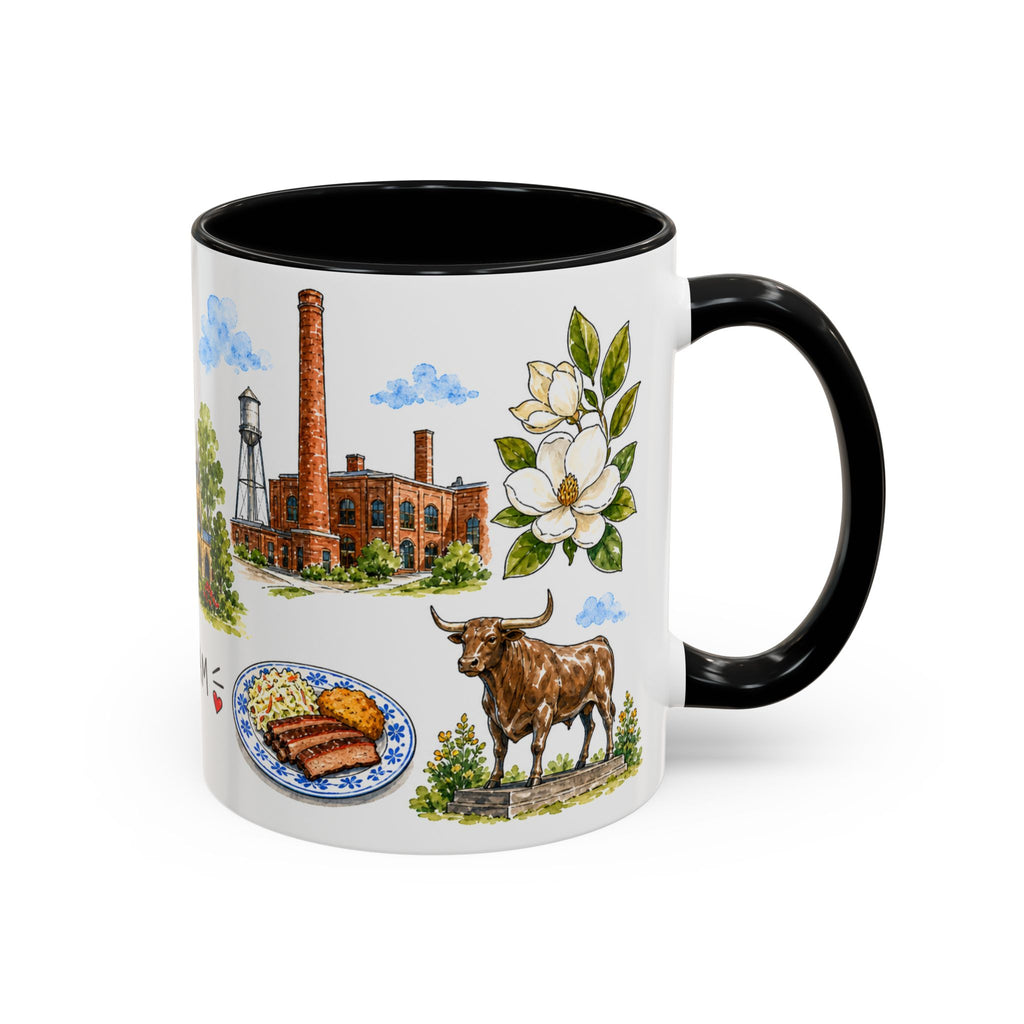 Durham Illustrated Travel Mug | City Souvenir Accent Coffee Mug | 11oz 15oz Ceramic Cup