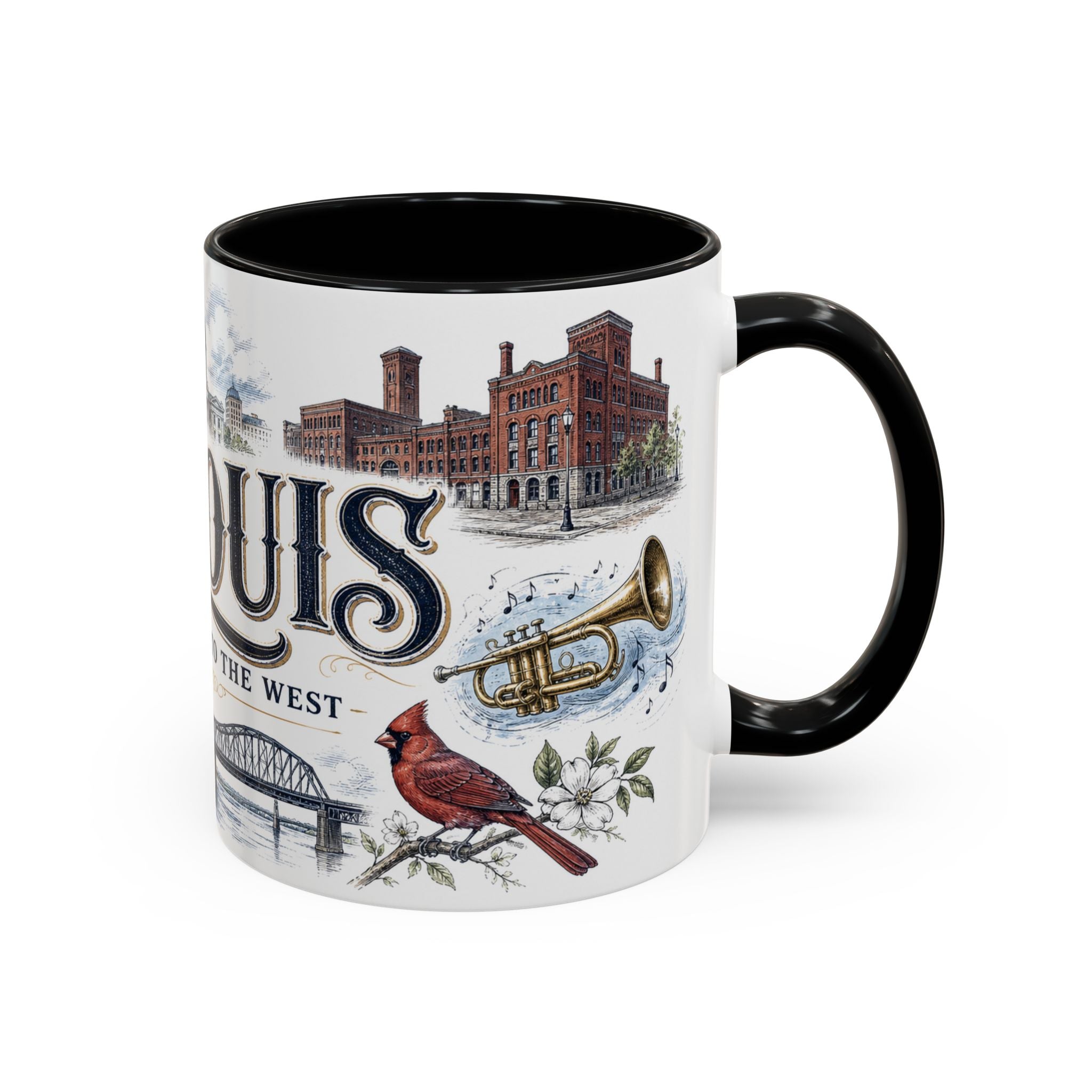 St Louis Coffee Mug | United States Travel Souvenir | Vintage Illustrated City Gift | 11 oz 15 oz Accent Mug
