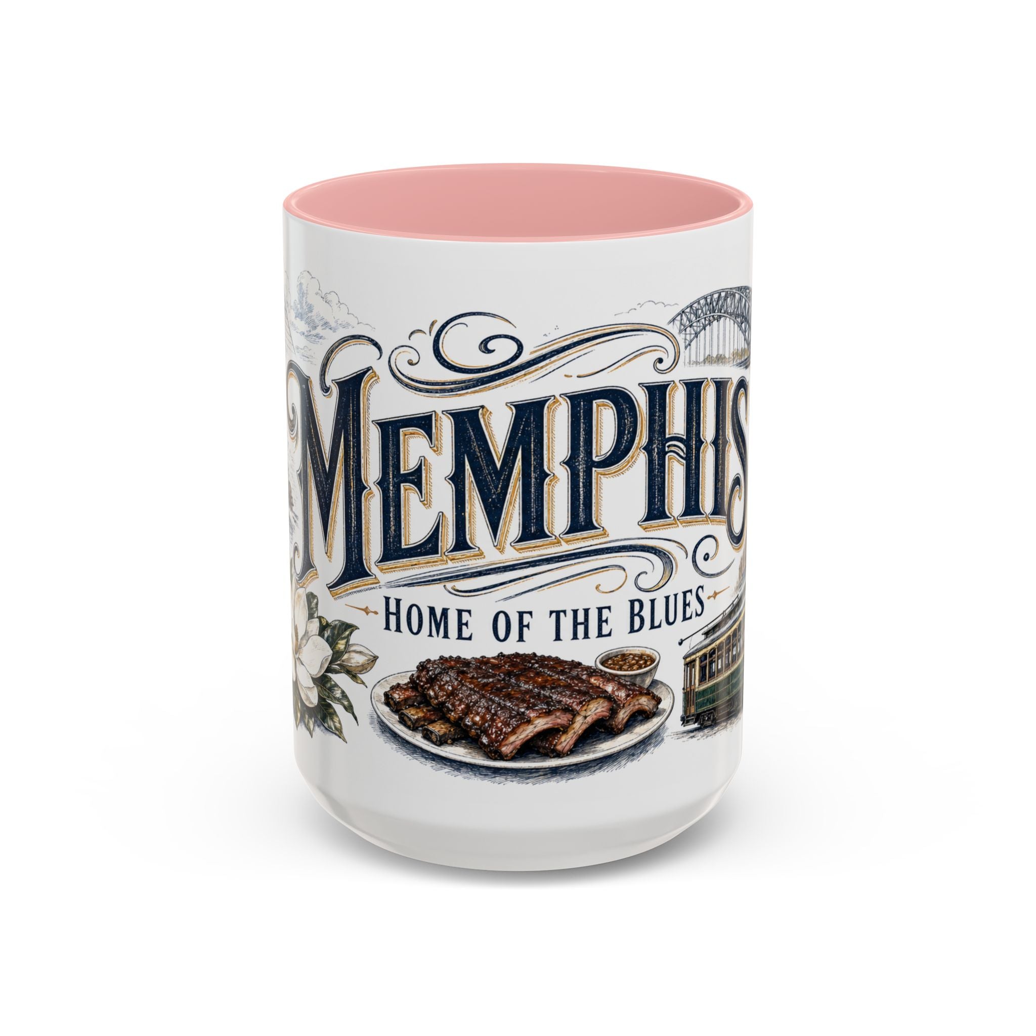Memphis Coffee Mug | United States Travel Souvenir | Vintage Illustrated City Gift | 11 oz 15 oz Accent Mug