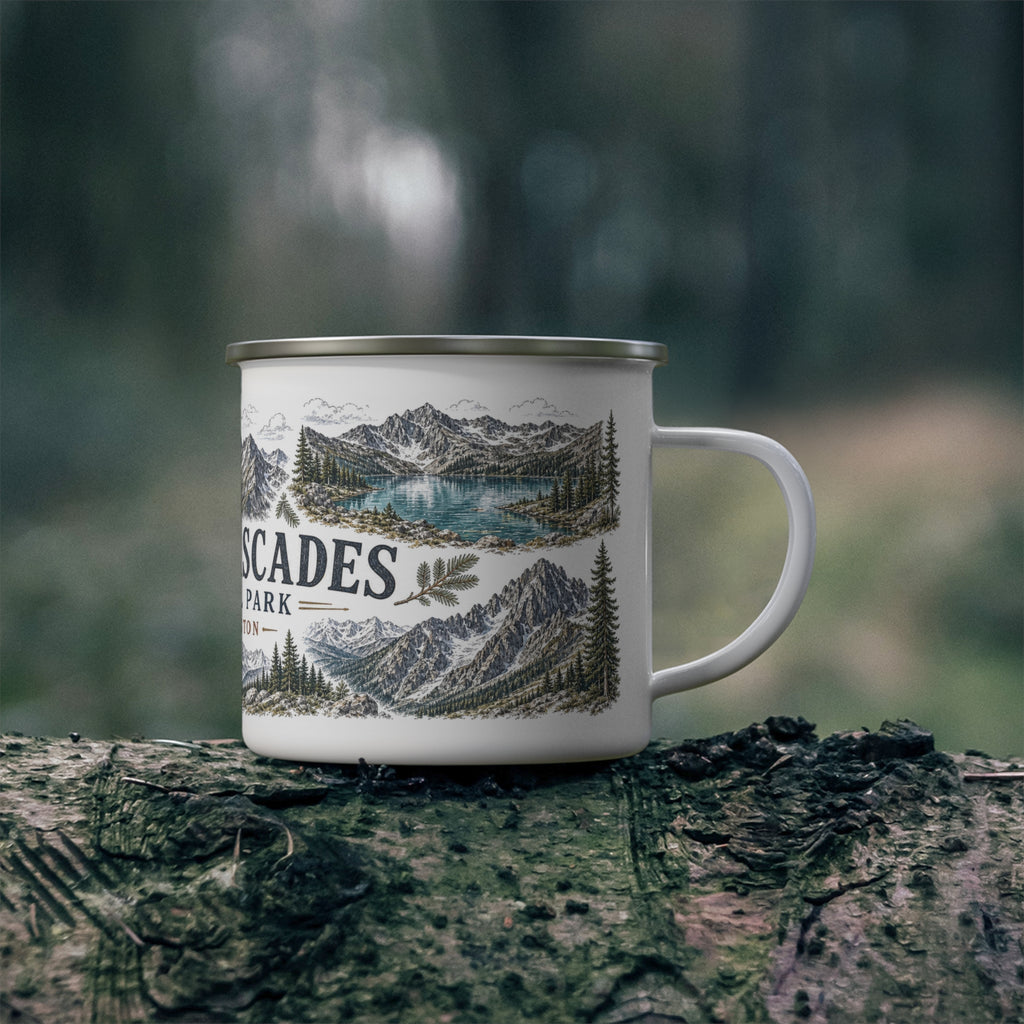 North Cascades National Park Vintage Enamel Camping Mug | 12oz National Park Hiking Gift
