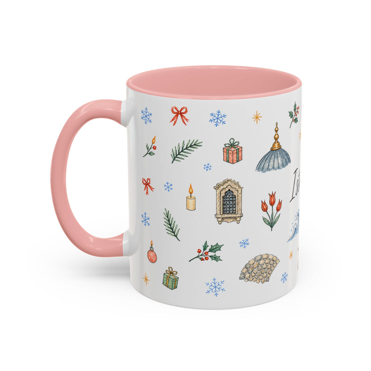 Istanbul Christmas Mug | Watercolor Travel Souvenir | Holiday Gift | Accent Ceramic Coffee Cup 11oz 15oz