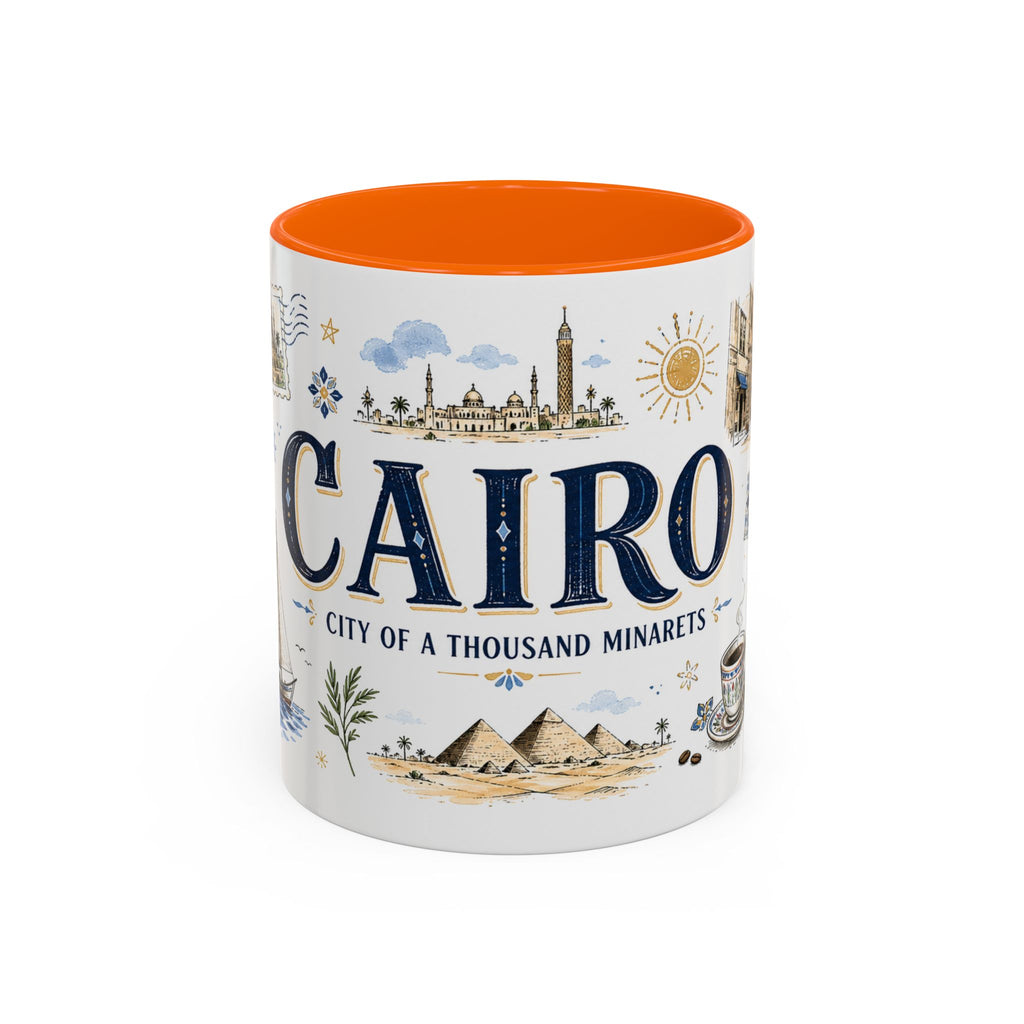 Cairo Coffee Mug | Egypt Souvenir Travel Gift | Accent Color Ceramic 11oz 15oz