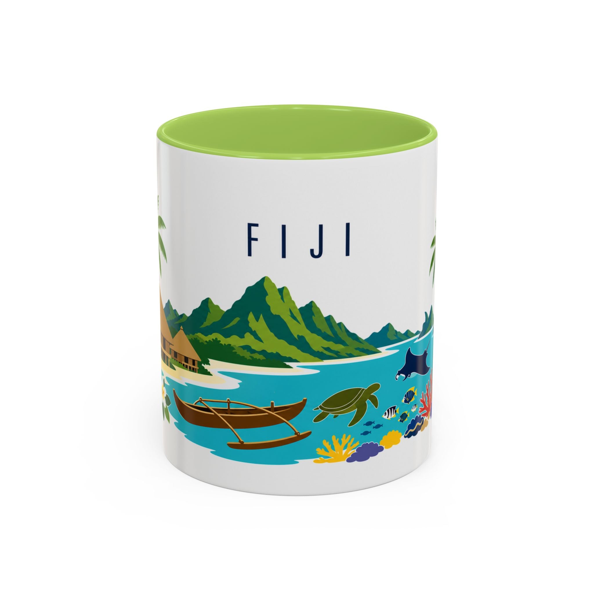 Fiji Coffee Mug | Travel Destination Souvenir Gift | Accent Color Ceramic 11oz 15oz