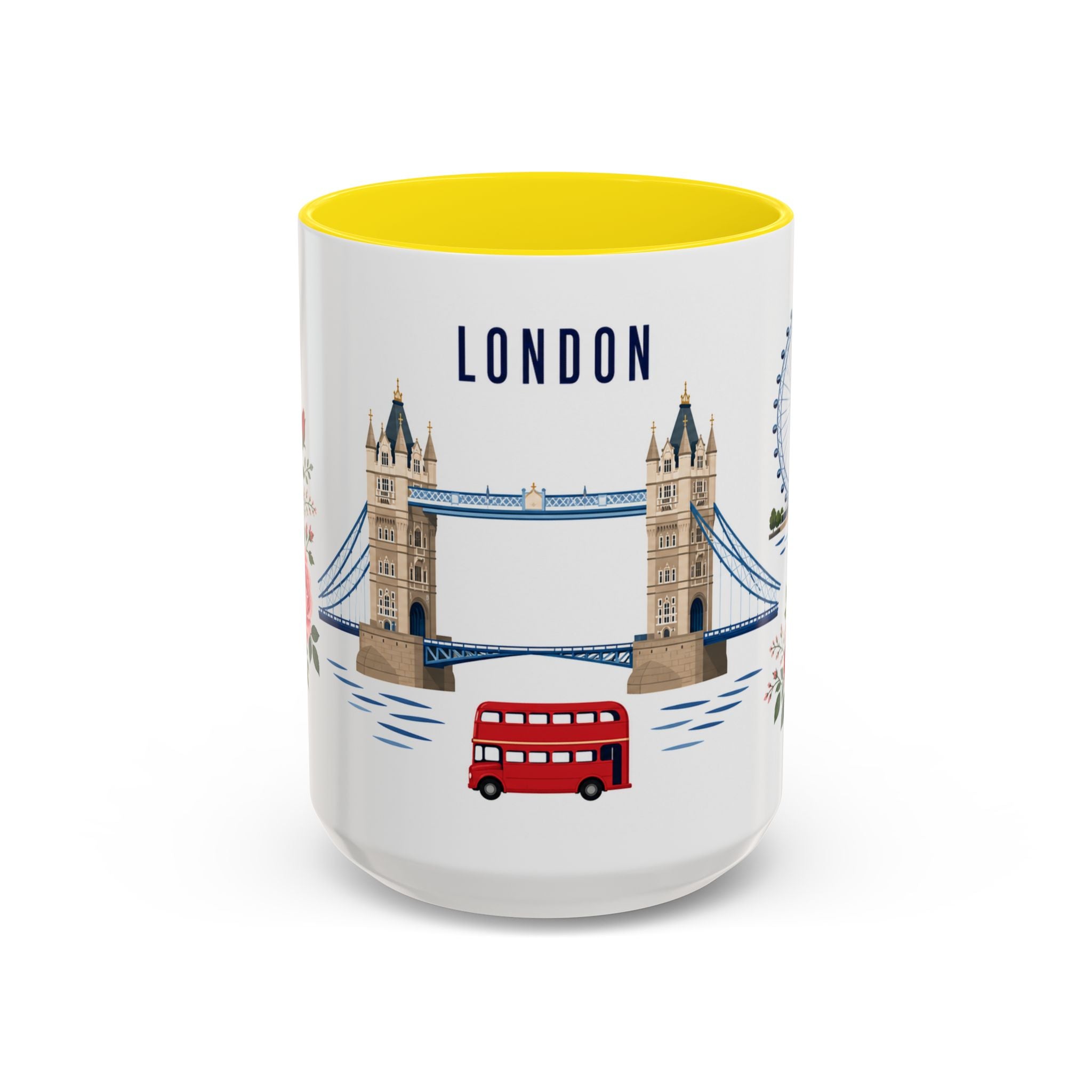 London Coffee Mug | United Kingdom Travel Souvenir | Porcelain Decal City Gift | 11oz 15oz Accent Mug