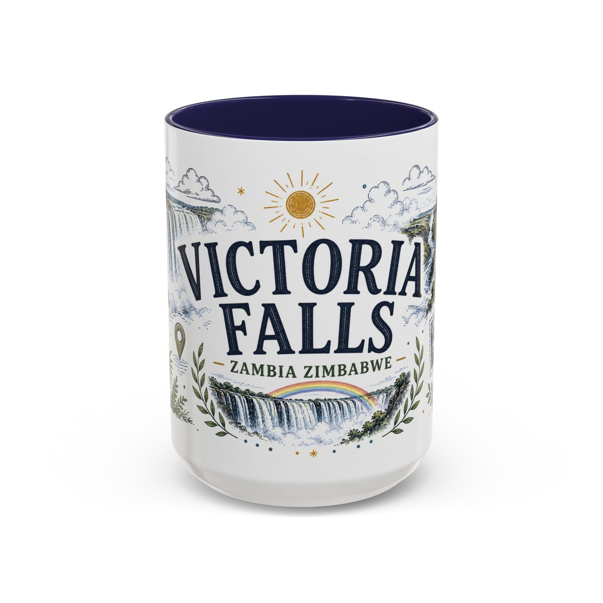 Victoria Falls Coffee Mug | Travel Destination Souvenir Gift | Accent Color Ceramic 11oz 15oz
