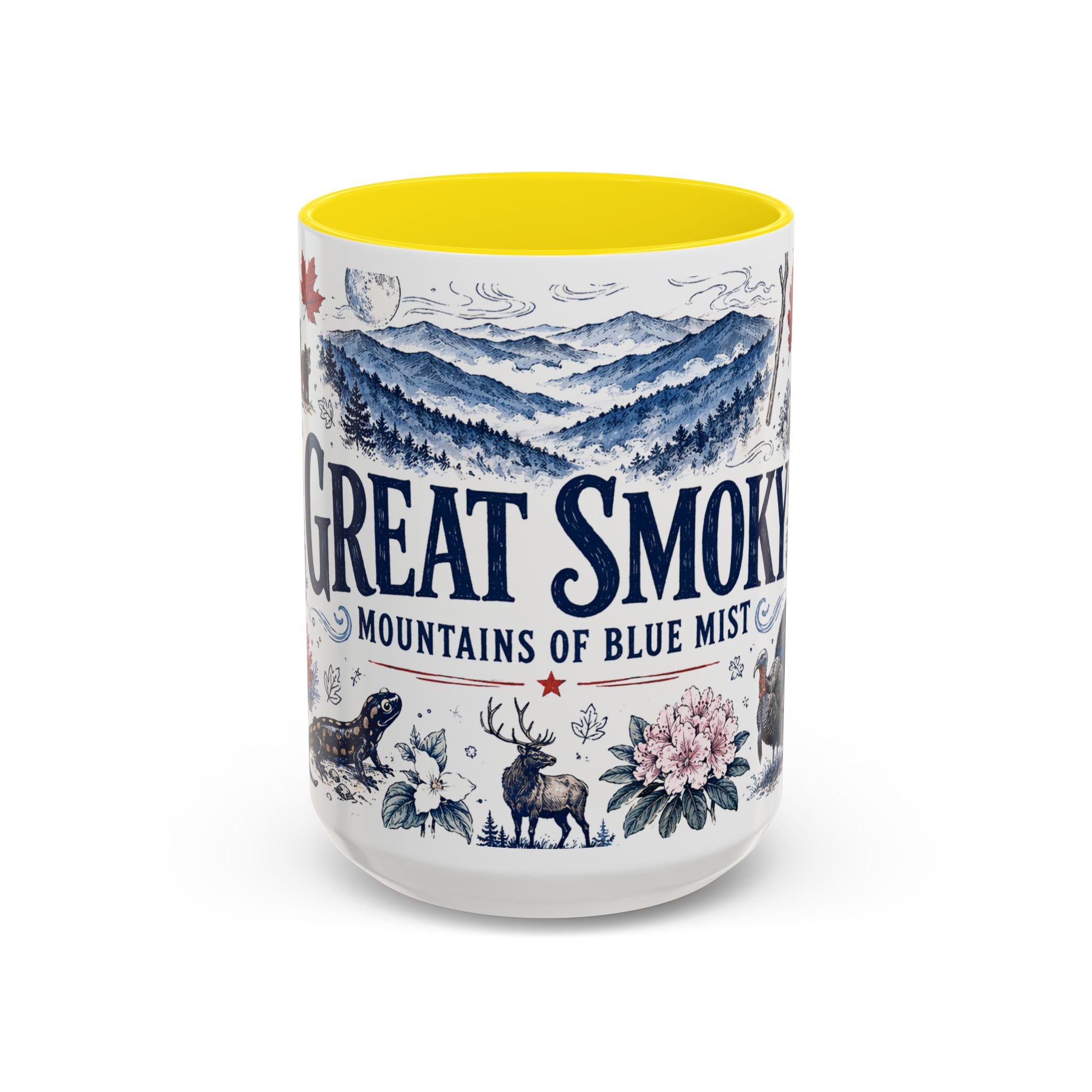 Great Smoky Mountains Coffee Mug | National Park Hiking Gift | Accent Color Ceramic 11oz 15oz