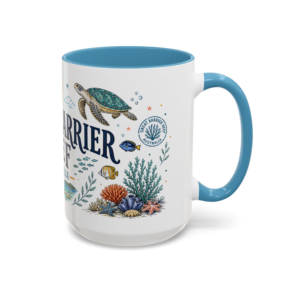 Great Barrier Reef Coffee Mug | Travel Destination Souvenir Gift | Accent Color Ceramic 11oz 15oz