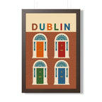Dublin Georgian Doors Ireland Framed Poster | Vintage Travel Wall Art | Black Walnut White Frame | 16x24 20x30