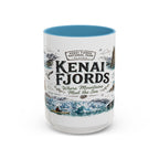 Kenai Fjords National Park Coffee Mug | Alaska Coastal Wildlife Hiking Gift | Accent Color Ceramic 11oz 15oz
