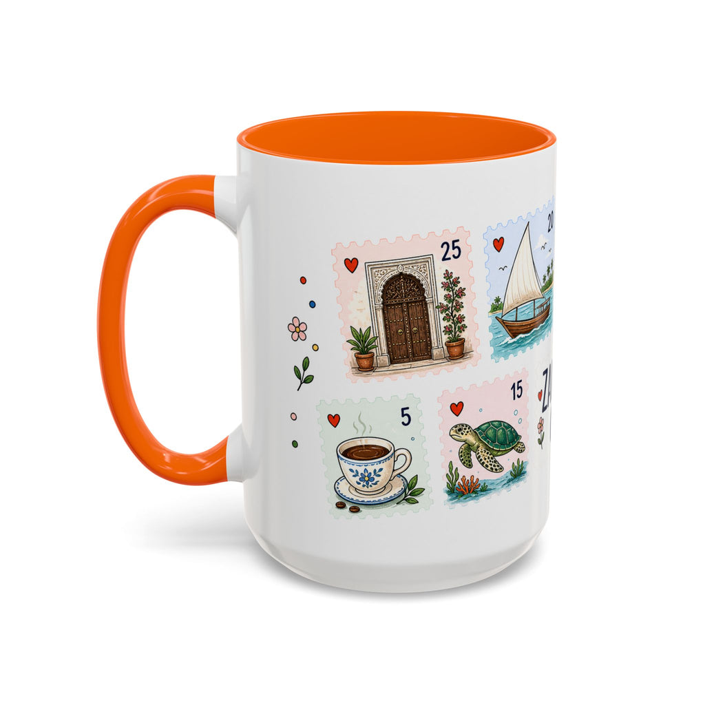 Zanzibar City Coffee Mug | Postage Stamp Collage Mug | Travel Souvenir Accent Cup 11oz 15oz