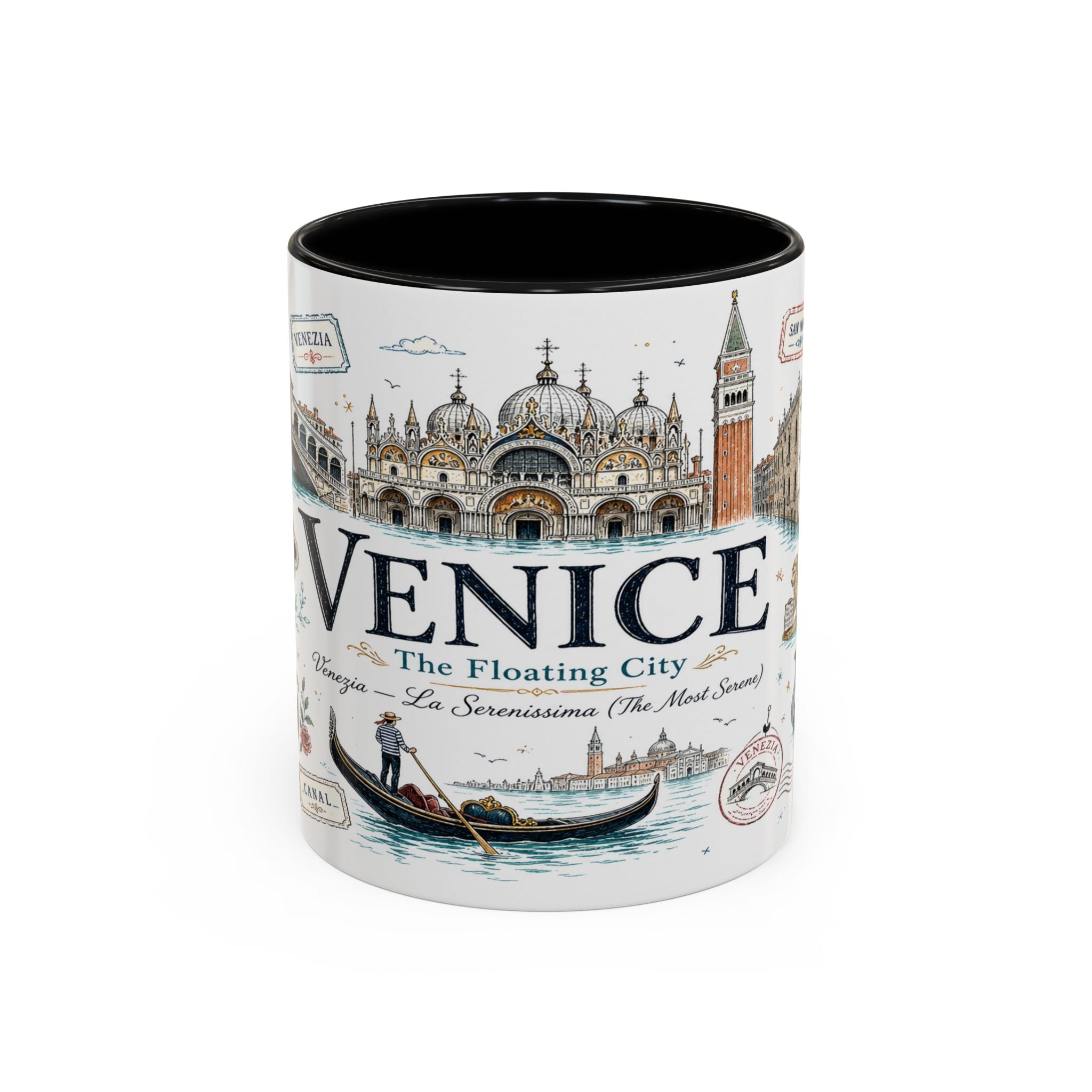 Venice Coffee Mug | Italy Souvenir Travel Gift | Accent Color Ceramic 11oz 15oz