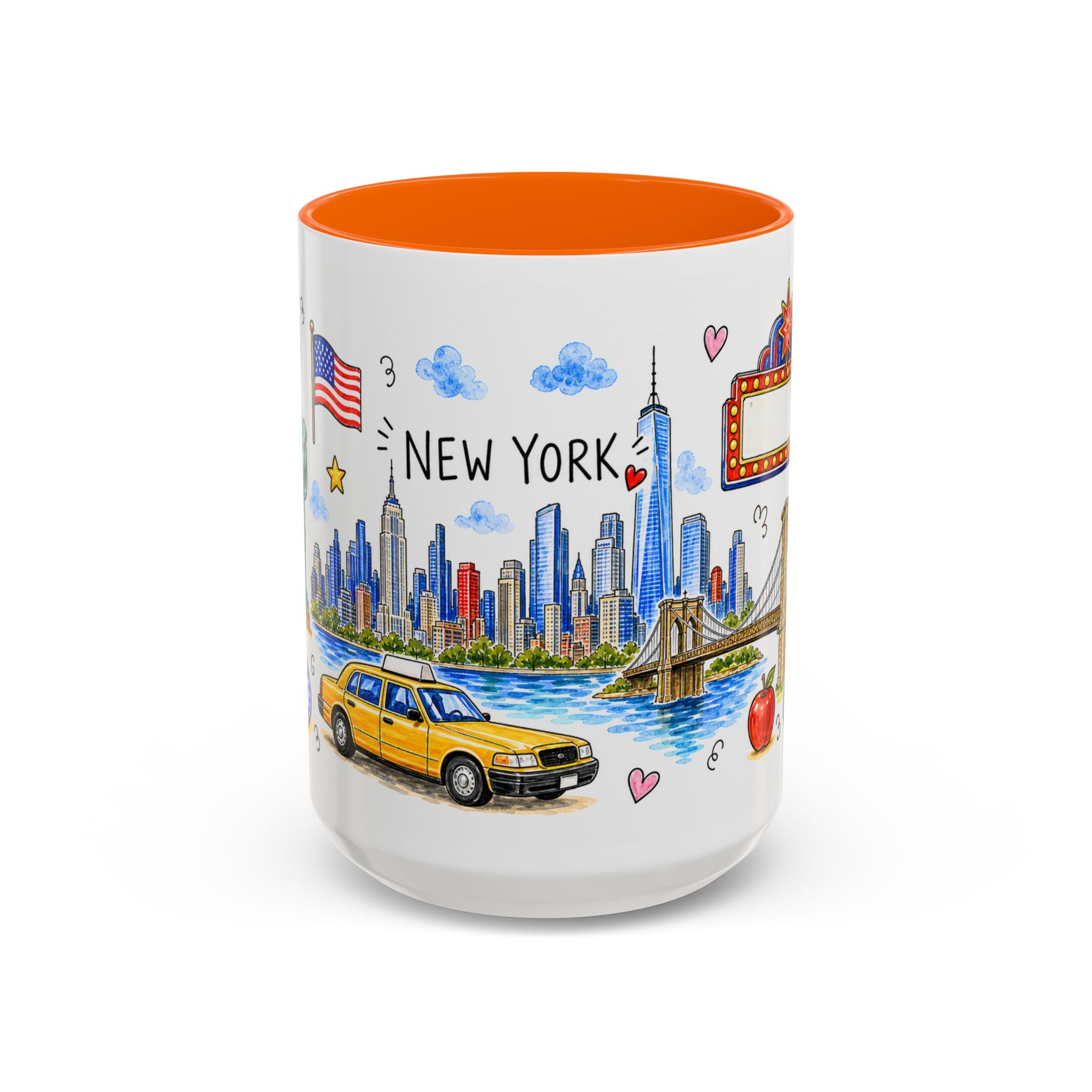 New York City Illustrated Travel Mug | City Souvenir Accent Coffee Mug | 11oz 15oz Ceramic Cup