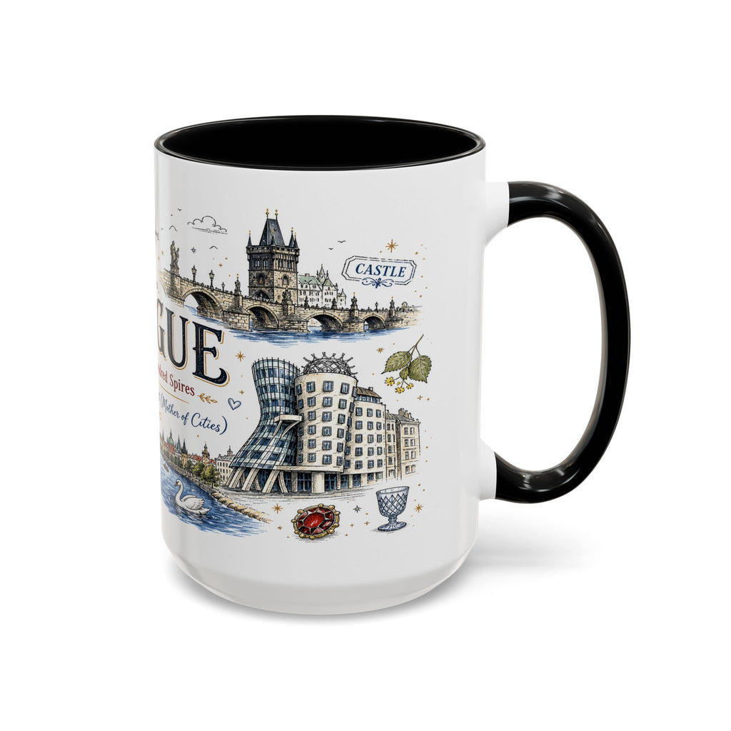 Prague Coffee Mug | Czech Republic Souvenir Travel Gift | Accent Color Ceramic 11oz 15oz