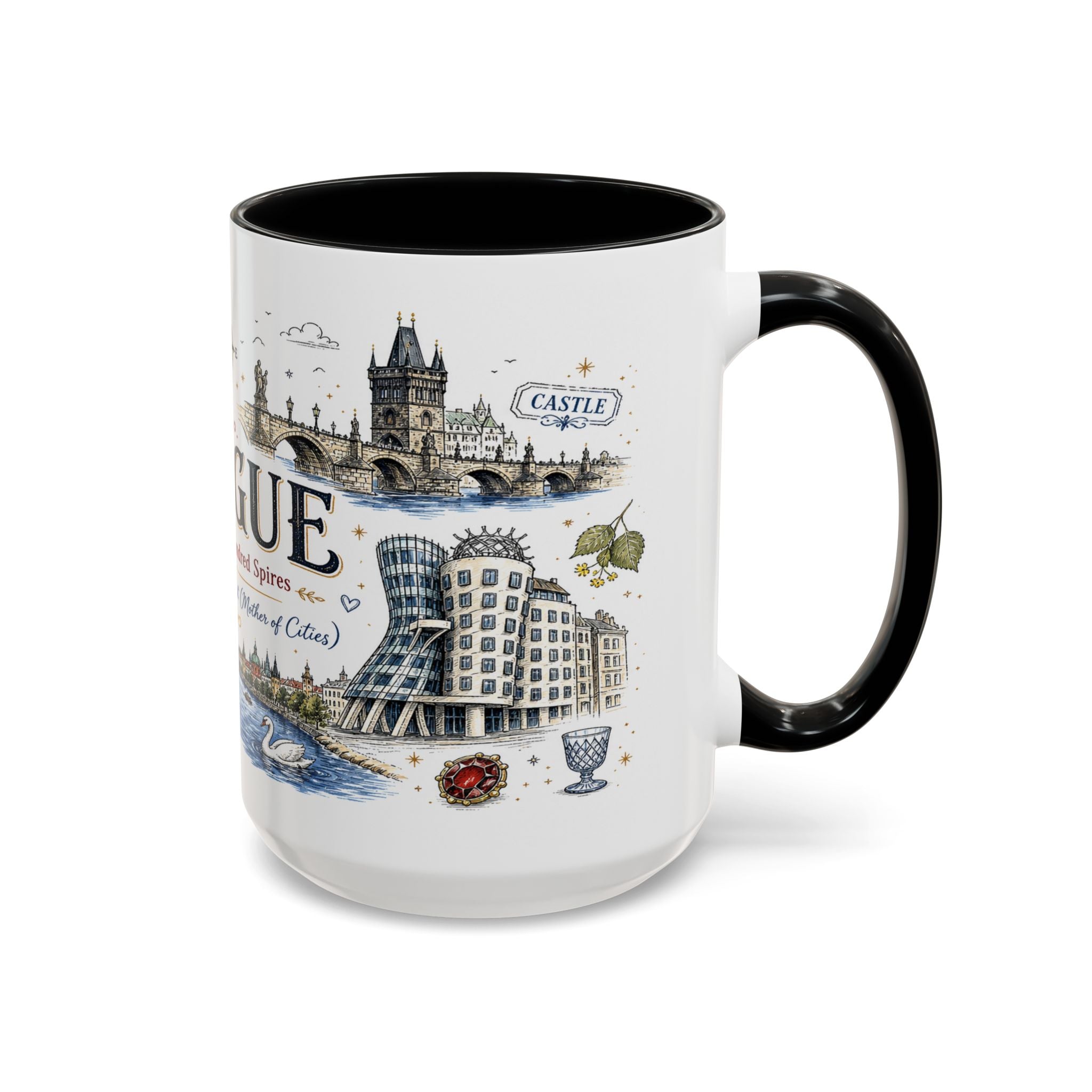 Prague Coffee Mug | Czech Republic Souvenir Travel Gift | Accent Color Ceramic 11oz 15oz