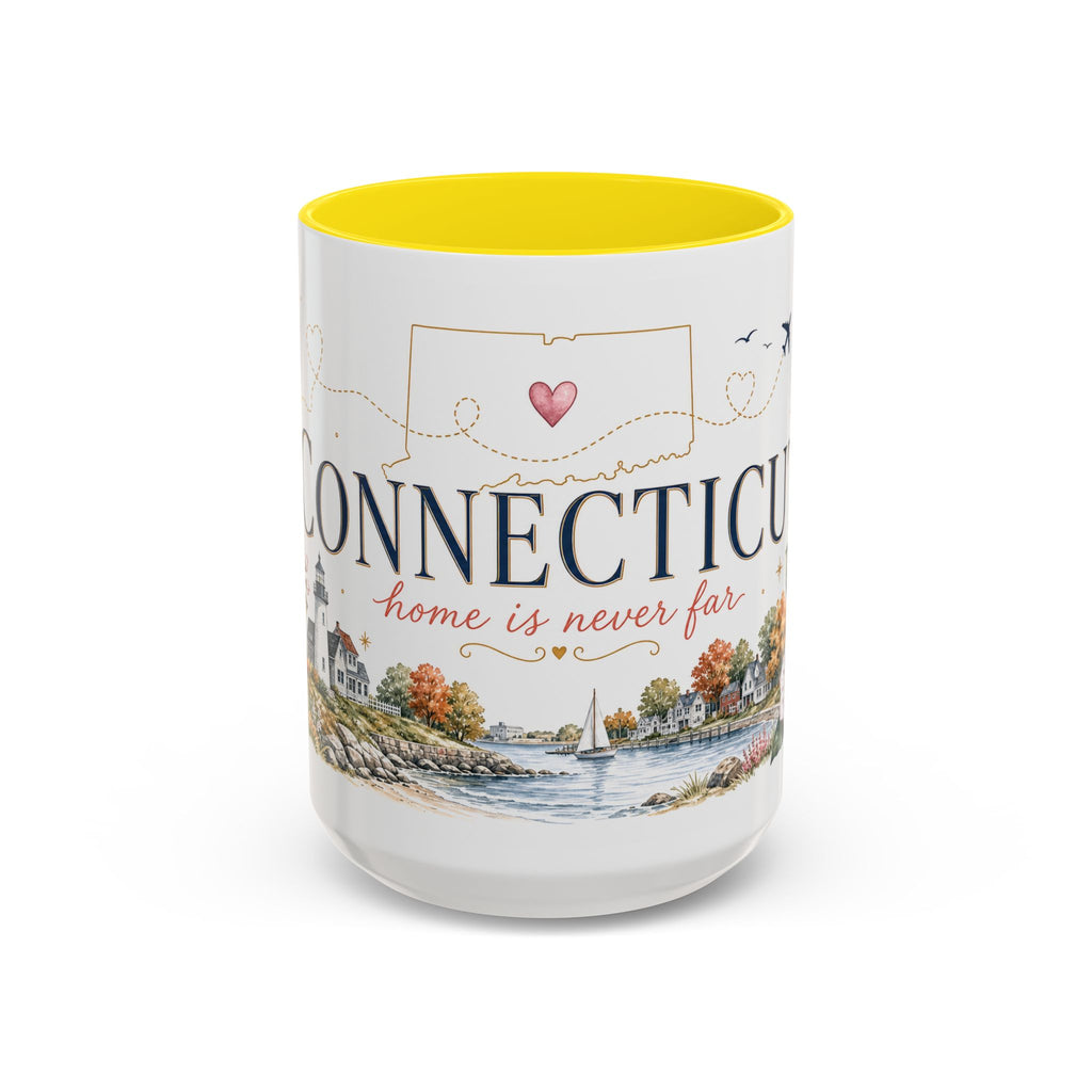 Connecticut State Map Mug | Botanical Accent Coffee Cup (11oz 15oz)