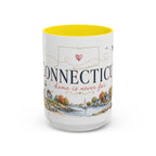 Connecticut State Map Mug | Botanical Accent Coffee Cup (11oz 15oz)