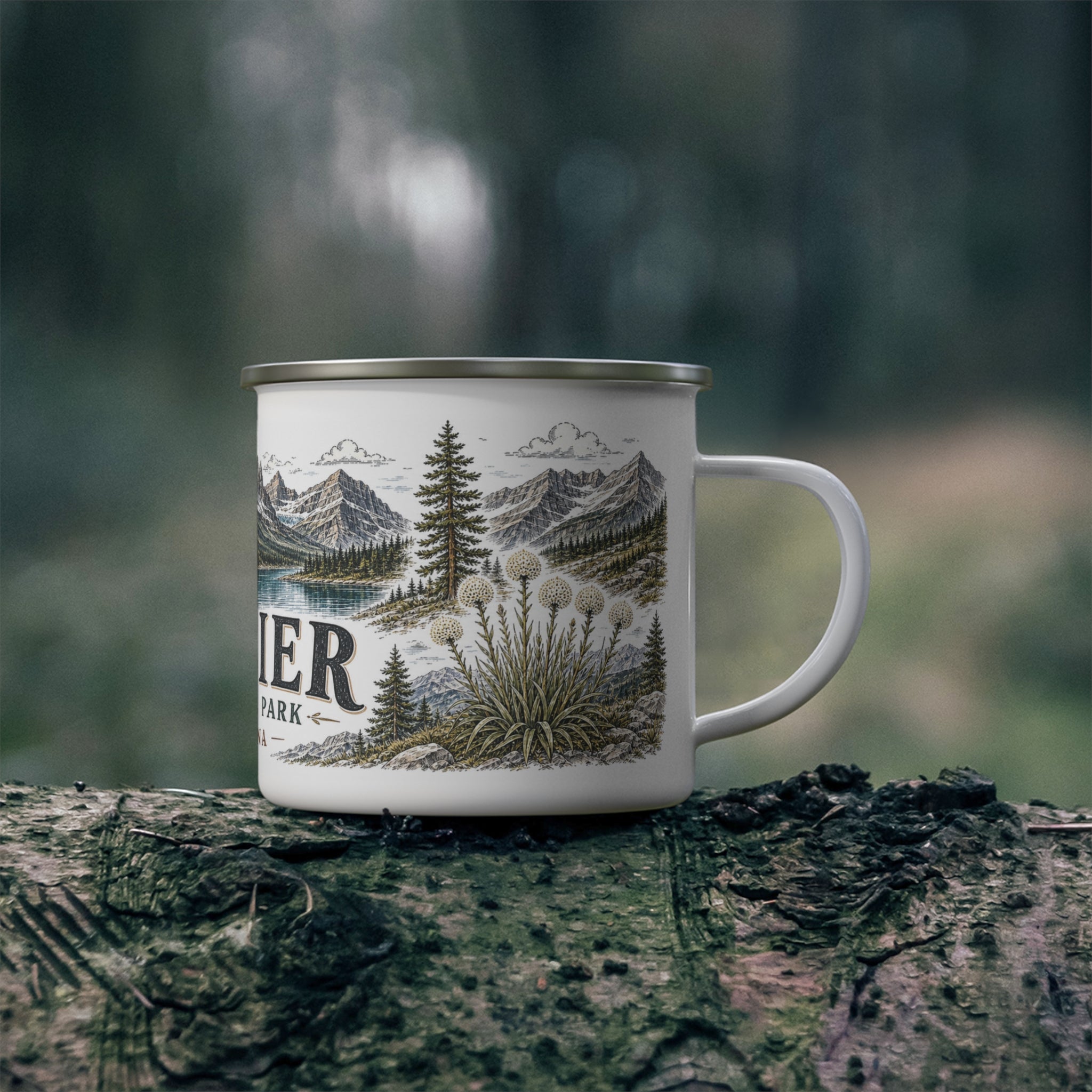 Glacier National Park Vintage Enamel Camping Mug | 12oz National Park Hiking Gift