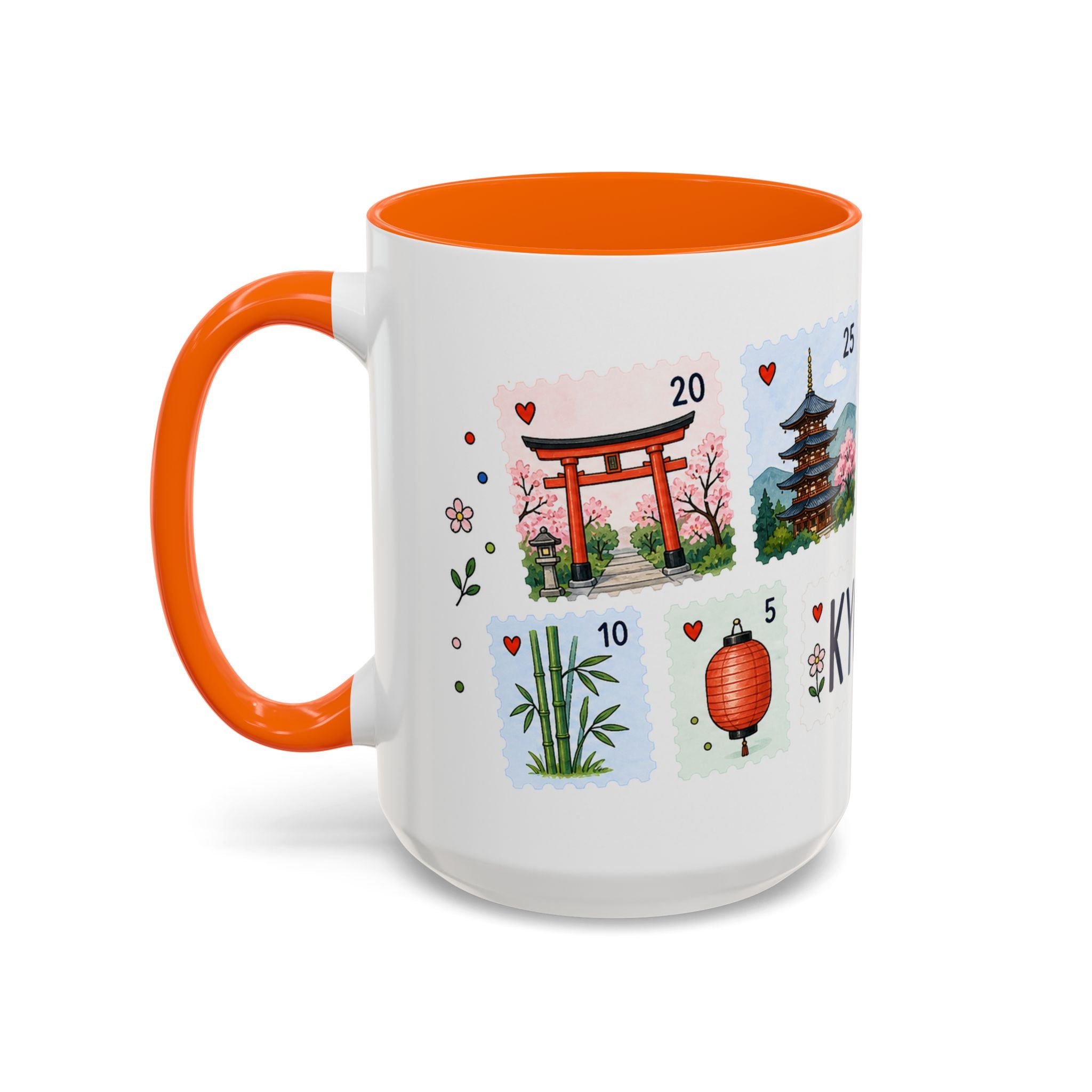 Kyoto Coffee Mug | Postage Stamp Collage Mug | Travel Souvenir Accent Cup 11oz 15oz